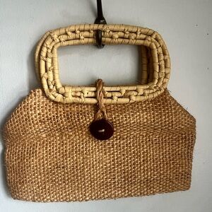 Y2K Straw Rattan Jute Handbag Purse Beachy